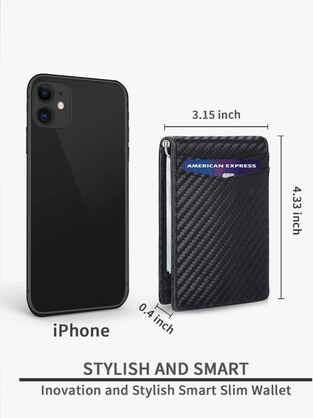 Minimalist Black RFID-Blocking Card Wallet with Money Clip